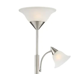 360 Lighting Jordan Modern Torchiere Floor Lamp With Side Lights 71 1/2" Tall Brushed Nickel Alabaster Glass Shade For Living Room Reading Bedroom -360 Lighting GUEST 6168e516 8e3f 4dba 81e9 9c592ce29c01