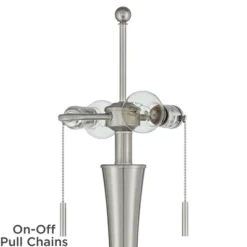 360 Lighting Karl Modern Floor Lamp Standing 63 3/4" Tall Brushed Nickel Metal White Tapered Drum Shade For Living Room House Bedroom Office Family -360 Lighting GUEST 6303920a 79ec 46e7 af7c 704c313e1964