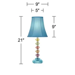 360 Lighting Bohemian Country Cottage Accent Table Lamp With Table Top Dimmer 21" High Teal Blue Stacked Glass For Bedroom Living Room Bedside Office -360 Lighting GUEST 6306b16d f1dc 4d32 bb3c 390cf8d12757