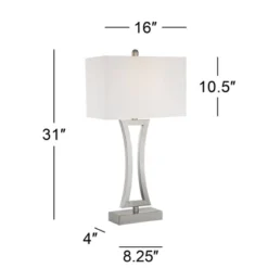 360 Lighting Roxie Modern Table Lamps 31" Tall Set Of 2 Brushed Nickel Metal Off White Fabric Rectangular Shade For Bedroom Living Room Bedside Office -360 Lighting GUEST 63341254 36f6 45f0 af3e 3df14056e156