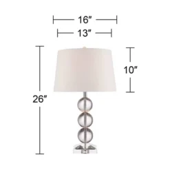 360 Lighting Mersenne Modern Table Lamp 26" High Clear Crystal Globes Stacked Silver Pole White Drum Shade For Bedroom Living Room Bedside Nightstand -360 Lighting GUEST 63b28ec2 412b 4b49 ba0e 8b55c1ec5f07