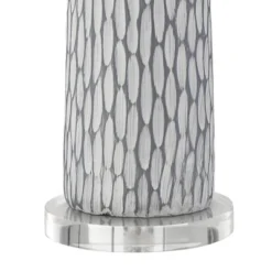360 Lighting Patrick Modern Coastal Table Lamp With Round Riser 27 1/4" Tall Gray White Wash Ceramic Drum Fabric Shade For Bedroom Living Room Home -360 Lighting GUEST 6451c3be 9d21 49de bf6c a43fbd1c1d60