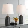 360 Lighting Unity 22 1/4" High Small Modern Accent Table Lamps Set Of 2 Black Ceramic White Shade Living Room Bedroom Bedside Nightstand House Office