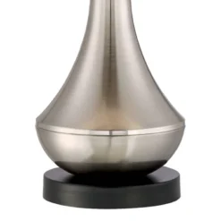 360 Lighting Simon Modern Table Lamps 25 1/2" High Set Of 2 Brushed Nickel With USB Charging Port Ivory Linen Shade For Bedroom Living Room House Desk -360 Lighting GUEST 65c81d35 b72c 4310 8b86 04909f088c5e