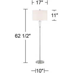 360 Lighting Shasta Modern 62 1/2" Tall Standing Floor Lamp Skinny Pole Silver Clear Glass Brushed Nickel Finish Living Room Bedroom House Reading -360 Lighting GUEST 66290831 c33e 4c45 ae11 b021e3dfa9a8