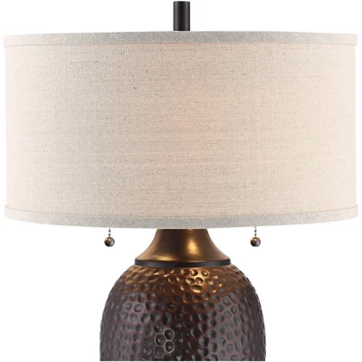 360 Lighting Cody 26" High Industrial Farmhouse Rustic Table Lamps Set Of 2 WiFi Smart Socket Pull Chain Oiled Bronze Finish Living Room Oatmeal Shade 3 360 Lighting Cody 26" High Industrial Farmhouse Rustic Table Lamps Set Of 2 WiFi Smart Socket Pull Chain Oiled Bronze Finish Living Room Oatmeal Shade - Image 3