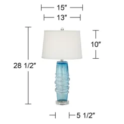 360 Lighting Artic 28 1/2" Tall Modern Coastal End Table Lamp Handcrafted Blue Sea Art Glass Single White Shade Living Room Bedroom (Colors May Vary) -360 Lighting GUEST 69bb755d 26f4 43eb a715 3297d57da8dd