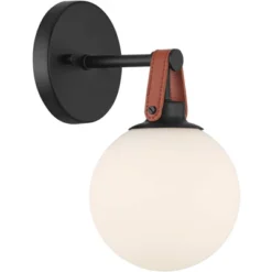 360 Lighting Nubuck 10 1/2" High Black And Brown Leather Wall Sconce -360 Lighting GUEST 69c62ad8 7d7b 4551 a1ff 7b00756b5199
