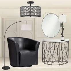 360 Lighting Cora Modern Arc Floor Lamp Standing 72" Tall Black Metal White Linen Drum Shade Decor For Living Room Reading Bedroom Office House Home -360 Lighting GUEST 6b35bfa9 2b9b 4e8a 810c cada5a541486