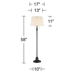 360 Lighting Spenser Rustic Farmhouse Floor Lamp 58" Tall Oiled Bronze Metal Off White Linen Empire Shade For Living Room Bedroom Office House Home -360 Lighting GUEST 6bf91222 0335 495e 983e b92887076e61