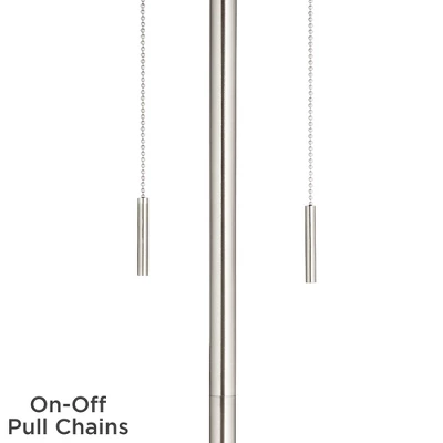 360 Lighting Abba Modern 66" Tall Standing Floor Lamp Skinny Pole Pull Chain Silver Metal Brushed Nickel Finish Living Room Pleated Peach Pink Shade 2 360 Lighting Abba Modern 66" Tall Standing Floor Lamp Skinny Pole Pull Chain Silver Metal Brushed Nickel Finish Living Room Pleated Peach Pink Shade - Image 2
