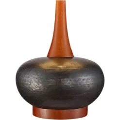 360 Lighting Mid-Century Modern Table Lamp With USB Charging Port 24.5" High Brown Ceramic Off-White Cylinder Shade Bedroom House (Color May Vary) -360 Lighting GUEST 6d7bc6c6 bfe9 4cb9 a63c 3a781b6d4320 1