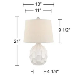 360 Lighting Ellen 21" High Sculptured Small Mid Century Modern Coastal Accent Table Lamp White Ceramic Single Living Room Bedroom Bedside Nightstand -360 Lighting GUEST 6e1531b1 8652 48fa acde 11a37d6902b1