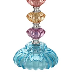 360 Lighting Bohemian Country Cottage Accent Table Lamp With Table Top Dimmer 21" High Teal Blue Stacked Glass For Bedroom Living Room Bedside Office -360 Lighting GUEST 6eb9bb8d 1ac1 4a9f 8084 dbb57d916a17