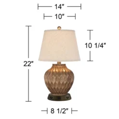 360 Lighting Accent Table Lamp With USB And AC Power Outlet Workstation Charging Base 22" High Warm Bronze Drum Shade Living Room Desk -360 Lighting GUEST 712f942a f32c 449b a263 981ffcb1cc43