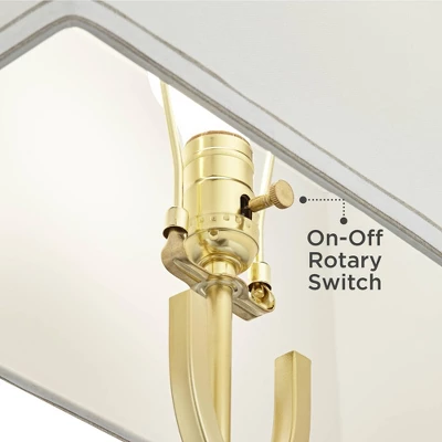 360 Lighting Modern Table Lamps 28 1/4" Tall Set Of 2 Gold Metal White Rectangular Shade For Living Room Bedroom House Bedside 4 360 Lighting Modern Table Lamps 28 1/4" Tall Set Of 2 Gold Metal White Rectangular Shade For Living Room Bedroom House Bedside - Image 4