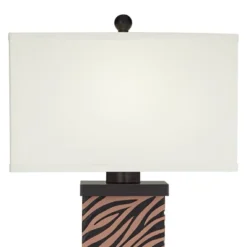 360 Lighting Modern Table Lamps Set Of 2 With USB Charging Port 27" Tall Zebra Faux Wood Off-White Fabric Shade For Bedroom Bedside House -360 Lighting GUEST 722257bd fc1e 4af8 b0d8 e2cdb7abe7e1
