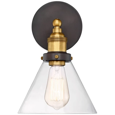 360 Lighting Burke Industrial Modern Wall Light Sconce Dark Bronze Brass Hardwire 7 1/4" Fixture LED Clear Glass For Bedroom Bathroom Living Room 7 360 Lighting Burke Industrial Modern Wall Light Sconce Dark Bronze Brass Hardwire 7 1/4" Fixture LED Clear Glass For Bedroom Bathroom Living Room - Image 7