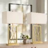 360 Lighting Claudia 26 1/2" Tall Open Metal Base Modern Glam Luxury Table Lamps Set Of 2 Gold Finish White Shade Living Room Bedroom Bedside