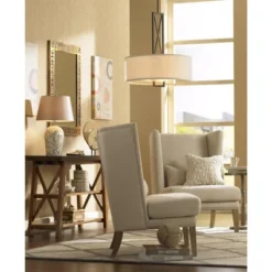 360 Lighting Chalane Rustic Accent Table Lamps 23 1/2" High Set Of 2 Antique Bronze Hammered Natural Linen Shade For Bedroom Living Room Bedside House -360 Lighting GUEST 74850bf0 a589 429b bd74 afe5552d4507