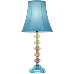360 Lighting Bohemian 21" High Small Modern Accent Table Lamps Set Of 2 Multi-Color Stacked Glass Blue Shade Living Room Bedroom Bedside Nightstand -360 Lighting GUEST 74eef261 8ead 4597 8d12 8b2629d51350