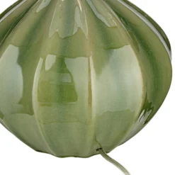 360 Lighting Gordy Modern Accent Table Lamp Handcrafted 20 1/2" High Ribbed Green Ceramic Oatmeal Fabric Drum Shade For Bedroom Living Room Bedside -360 Lighting GUEST 753399ec 6a90 40ec 9e02 fb3b257e4c6c