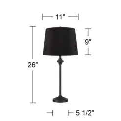 360 Lighting Lynn 26" Tall Skinny Buffet Modern Table Lamps Set Of 2 Black Finish Metal Living Room Bedroom Bedside Nightstand House Office Home -360 Lighting GUEST 757970ca cdf4 4e24 b22f 982bee97a85a