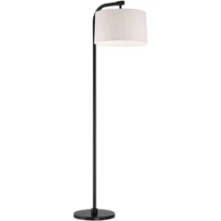 360 Lighting Serra Modern Art Deco 64" Tall Standing Floor Lamp Curved Chairside Arc Offset Arm Foot Switch Black Metal Living Room Bedroom House -360 Lighting GUEST 76e326bd c18f 4277 a5fd 226a8ee82fa9