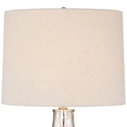 360 Lighting Waylon Modern Table Lamp 28" Tall Textured Mercury Glass Off White Tapered Drum Shade For Bedroom Living Room Bedside Nightstand Office -360 Lighting GUEST 78e484cc 8f76 4878 86e2 89516aa1d308