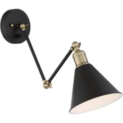 360 Lighting Wray Modern Wall Lamp Set Of 2 Black Brass Plug-in 6" Light Fixture Up Down Adjustable Cone Shade For Bedroom Reading Living Room Hallway -360 Lighting GUEST 7aca9c22 9d2c 43b5 8e6c f4f49966f108