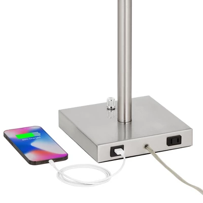 360 Lighting Andre Modern Table Lamps 26 3/4" High Set Of 2 Metal With USB And AC Power Outlet In Base Table Top Dimmers White Drum Shade For Desk 3 360 Lighting Andre Modern Table Lamps 26 3/4" High Set Of 2 Metal With USB And AC Power Outlet In Base Table Top Dimmers White Drum Shade For Desk - Image 3