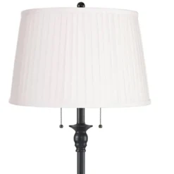 360 Lighting Dyna 58" High Pleated Shade Black 2-Light Floor Lamp