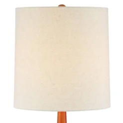 360 Lighting Mid-Century Modern Table Lamp With USB Charging Port 24.5" High Brown Ceramic Off-White Cylinder Shade Bedroom House (Color May Vary) -360 Lighting GUEST 7c8e59b2 7ff7 4474 ba60 3dd3f6599388 1