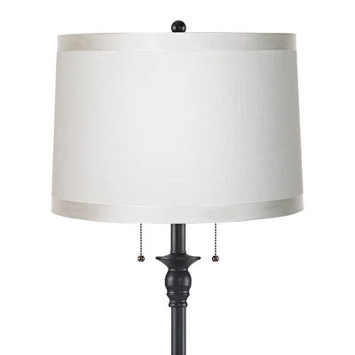 360 Lighting Dyna Traditional 58" Tall 2-Light Standing Floor Lamp Skinny Pole Pull Chain Black Finish Living Room Bedroom Drum White Grosgrain Shade 1 360 Lighting Dyna Traditional 58" Tall 2-Light Standing Floor Lamp Skinny Pole Pull Chain Black Finish Living Room Bedroom Drum White Grosgrain Shade