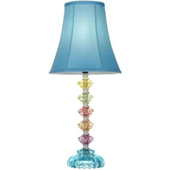 360 Lighting Bohemian Country Cottage Accent Table Lamp 21" High Teal Blue Stacked Glass For Bedroom Living Room Bedside Nightstand Office Kids Family -360 Lighting GUEST 7dfc0313 74f3 4054 ad71 3143abd876df