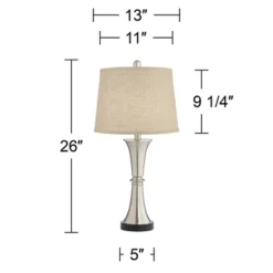 360 Lighting Seymore Modern Table Lamps 26" High Set Of 2 With USB Port Silver LED Touch On Off Burlap Linen Drum Shade For Bedroom Living Room Desk 13 360 Lighting Seymore Modern Table Lamps 26" High Set Of 2 With USB Port Silver LED Touch On Off Burlap Linen Drum Shade For Bedroom Living Room Desk -360 Lighting GUEST 818c680c 0e14 4a12 87cd 828e10085396
