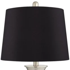 360 Lighting Seymore Modern Table Lamps 26" High Set Of 2 Silver With USB Charging Port LED Touch On Off Black Faux Silk Drum Shade For Bedroom Desk -360 Lighting GUEST 83393dd1 3975 43ce 8b86 73cddd954b2f