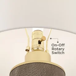 360 Lighting Gilson Modern Table Lamps 24 1/2" High Set Of 2 Gray Glaze Ceramic White Drum Shade For Bedroom Living Room Bedside Nightstand Office -360 Lighting GUEST 84fe4c40 0933 4eec 989d 52935f9b0341