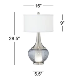360 Lighting Courtney 28 1/2" Tall Modern End Table Lamp Night Light Table Top Dimmer Gray Brushed Nickel Finish Glass Metal Single Living Room -360 Lighting GUEST 85c4f9df 28be 4de6 a2f0 999ad36f0ddb