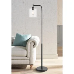 360 Lighting Karis Farmhouse Rustic 62 1/2" Tall Standing Floor Lamps Set Of 2 Lights Downbridge Edison Foot Switch Metal Matte Black Glass Shade -360 Lighting GUEST 872edbc8 7682 4cb3 b811 030741ec02a3