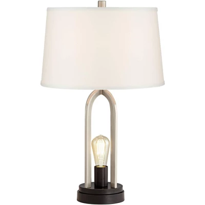 360 Lighting Marcel Modern Table Lamps Set Of 2 24 1/4" High Brushed Nickel With LED Nightlight USB Charging Port White Shade For Bedroom House Desk 8 360 Lighting Marcel Modern Table Lamps Set Of 2 24 1/4" High Brushed Nickel With LED Nightlight USB Charging Port White Shade For Bedroom House Desk - Image 8