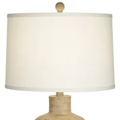 360 Lighting Delon 26 1/2" Tall Jar Farmhouse Rustic Country Cottage Table Lamp Brown Beige Terra Cotta Finish Single White Shade Living Room Bedroom -360 Lighting GUEST 89e57825 615d 4069 b409 53f345f063f5