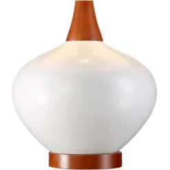 360 Lighting Brice Modern Mid Century Accent Table Lamp 23" High Ivory Ceramic Wood Neck Off White Drum Shade For Bedroom Living Room Bedside Office -360 Lighting GUEST 8aa88849 cc3b 4fbb bdeb d4785430dc77