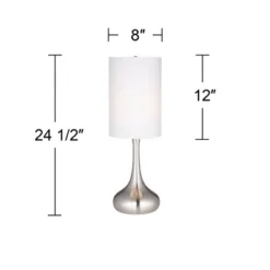 360 Lighting Modern Table Lamps 24.5" High Set Of 2 Brushed Steel Droplet White Cylinder Shade For Living Room Family Bedroom Bedside Office -360 Lighting GUEST 8b10f606 41e8 4820 8996 3e7b81fe01fb