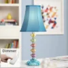 360 Lighting Bohemian Country Cottage Accent Table Lamp With Table Top Dimmer 21" High Teal Blue Stacked Glass For Bedroom Living Room Bedside Office