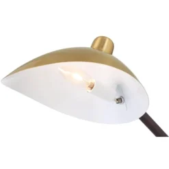 360 Lighting Colborne 28" Tall Mid Century Modern Desk Lamp USB Port Gold Brown Leather Wrap Brass Metal Single Home Office Living Room Charging -360 Lighting GUEST 8d87d537 8253 493c a342 1141a98bd5fc