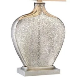 360 Lighting Axel Modern Table Lamps 25" High Set Of 2 Mercury Glass With Dimmers White Fabric Drum Shade For Bedroom Living Room Bedside Nightstand -360 Lighting GUEST 8e30a991 9be1 437c b947 8974d87e55ca