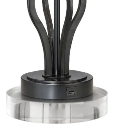 360 Lighting Heather Modern Industrial Table Lamps Set Of 2 With Round Risers 27 1/4" Tall Dark Iron USB Charging Port Iron Burlap Drum Shade For Desk -360 Lighting GUEST 8e764a3c f5f5 45bb b692 d9e1cade8dab