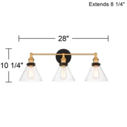 360 Lighting Burke Industrial Wall Light Black Brass Hardwire 28" 3-Light Fixture Clear Glass Shade For Bedroom Bathroom Vanity Reading Living Room 10 360 Lighting Burke Industrial Wall Light Black Brass Hardwire 28" 3-Light Fixture Clear Glass Shade For Bedroom Bathroom Vanity Reading Living Room -360 Lighting GUEST 8e85a0b4 e7ed 4a72 91c8 5b56b8135f04