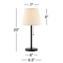 360 Lighting Modern Desk Table Lamp With Hotel Style USB And AC Power Outlet In Base 20" High Bronze Metal Oatmeal Drum Shade For Bedroom Office -360 Lighting GUEST 8f0f304f 253e 4100 8b7a 7cfab6664672